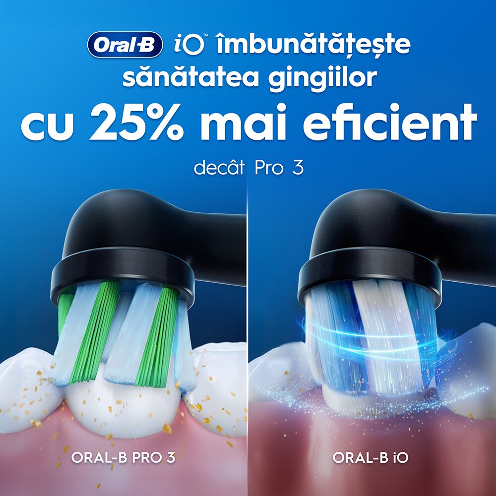 Periuta de dinti electrice ORAL-B iO2, 8800 miscari/min, Timer, 3 programe, 2 capate, negru
