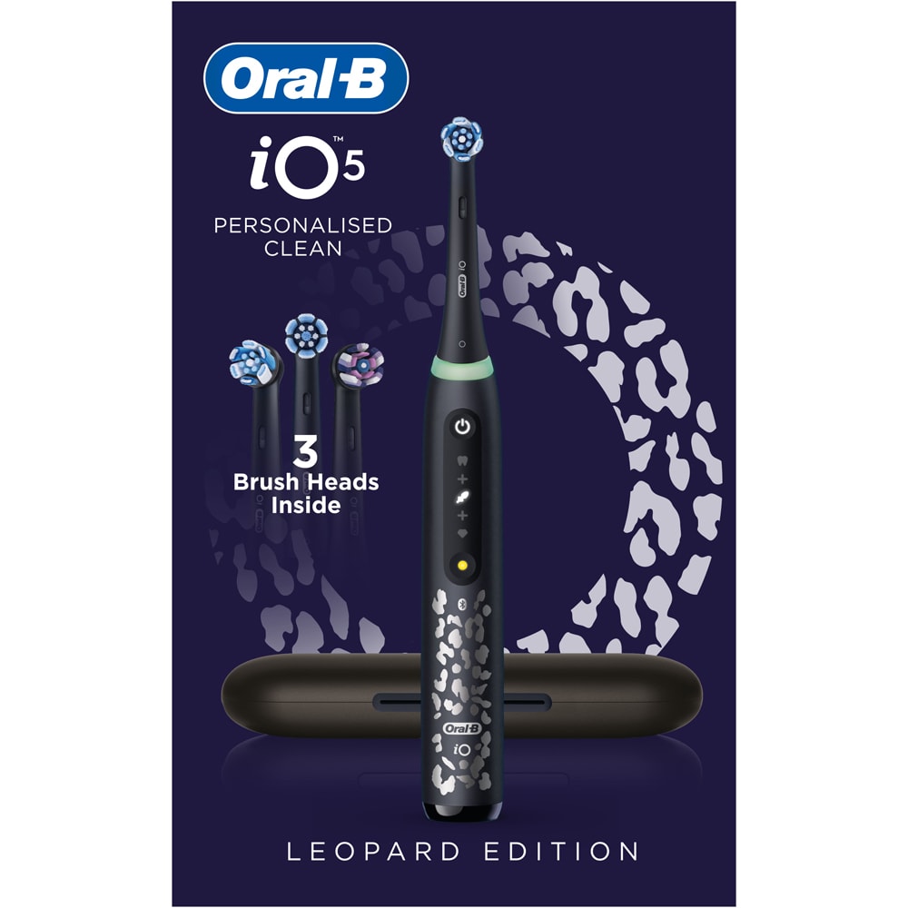 Periuta de dinti electrica ORAL-B iO5 Leopard, 5 programe, 2 capete, negru