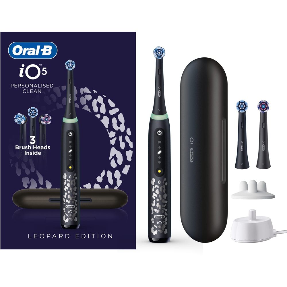 Periuta de dinti electrica ORAL-B iO5 Leopard, 5 programe, 2 capete, negru
