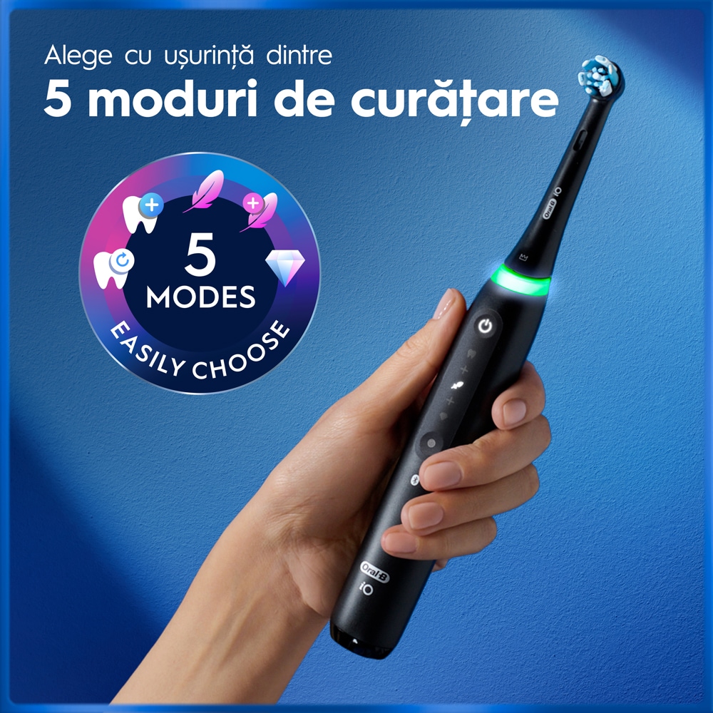 Periuta de dinti electrica ORAL-B iO5 Leopard, 5 programe, 2 capete, negru