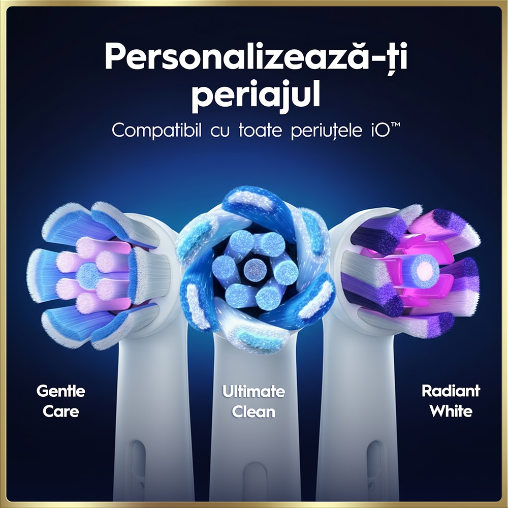 Periuta de dinti electrica ORAL-B iO9, Bluetooth, Curatare 3D, 7 programe, 2 capate, negru