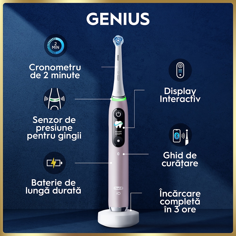 Periuta de dinti electrica ORAL-B iO9, Bluetooth, Curatare 3D, 7 programe, 2 capate, negru