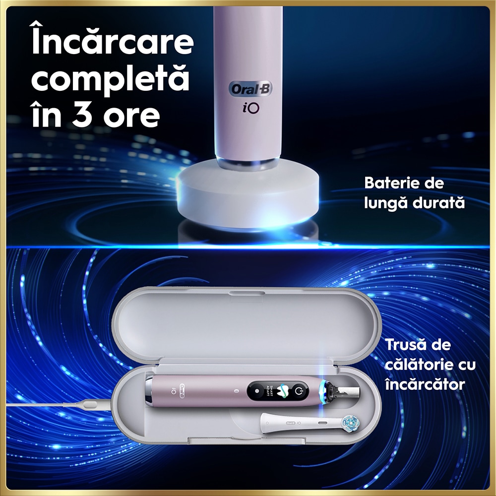 Periuta de dinti electrica ORAL-B iO9, Bluetooth, Curatare 3D, 7 programe, 2 capate, negru
