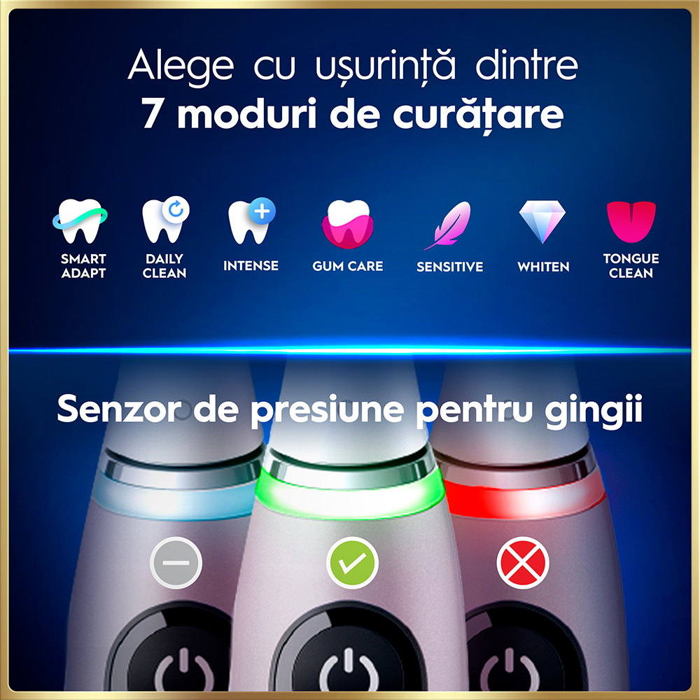 Periuta de dinti electrica ORAL-B iO9, Bluetooth, Curatare 3D, 7 programe, 2 capate, negru