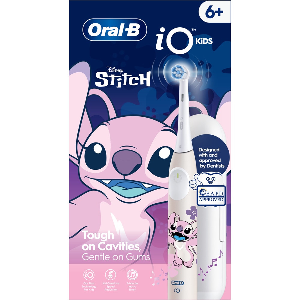 Periuta de dinti electrica ORAL-B iO Kids Disney Stitch Angel, 3 programe, 1 capat, alb
