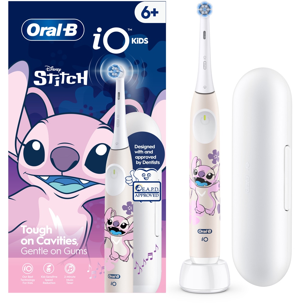 Periuta de dinti electrica ORAL-B iO Kids Disney Stitch Angel, 3 programe, 1 capat, alb