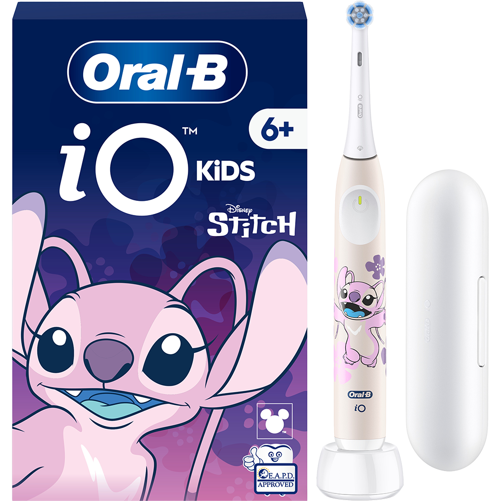 Periuta de dinti electrica ORAL-B iO Kids Disney Stitch Angel, 3 programe, 1 capat, alb