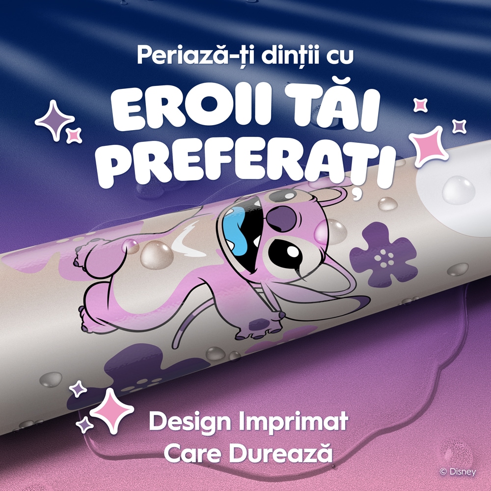 Periuta de dinti electrica ORAL-B iO Kids Disney Stitch Angel, 3 programe, 1 capat, alb