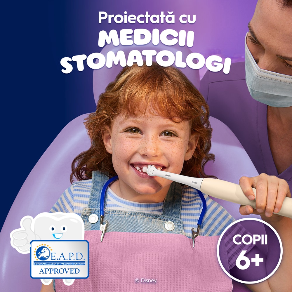 Periuta de dinti electrica ORAL-B iO Kids Disney Stitch Angel, 3 programe, 1 capat, alb