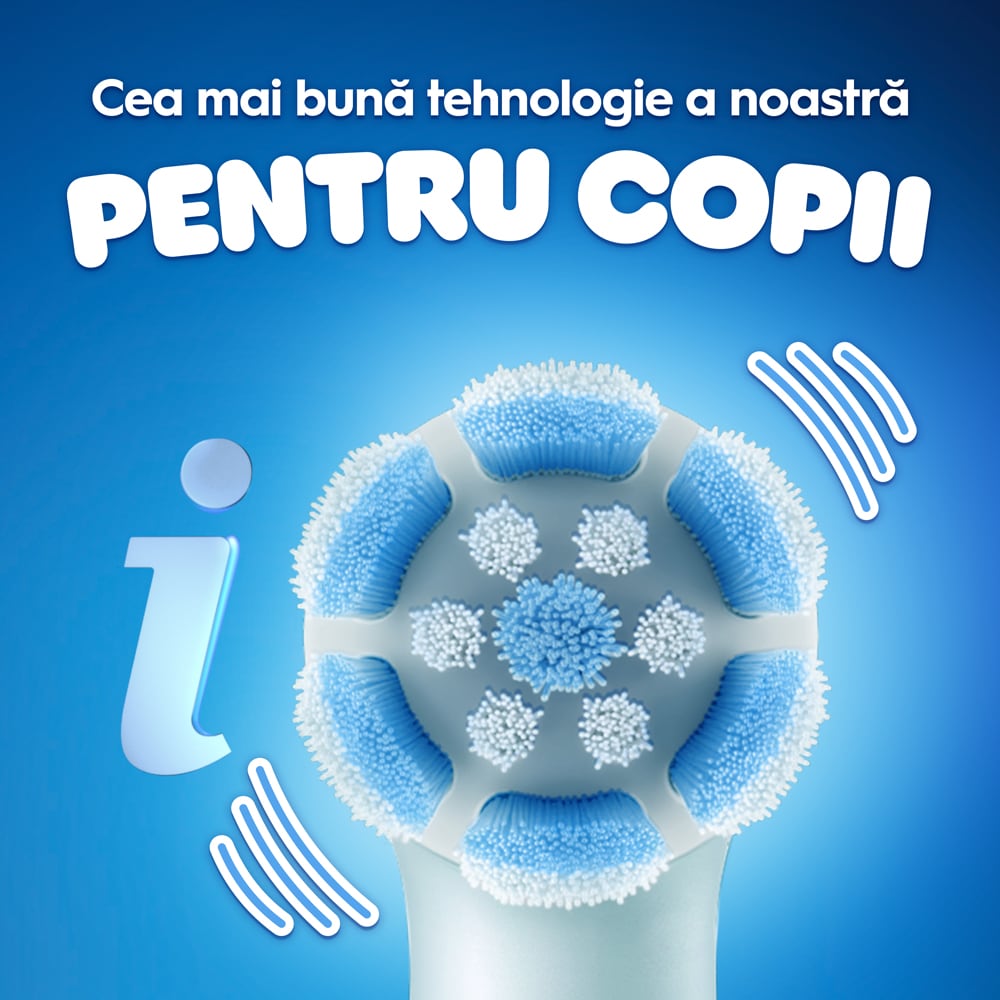 Periuta de dinti electrica copii ORAL-B iO Kids Disney Stitch, 3 programe, 1 capat, albastru