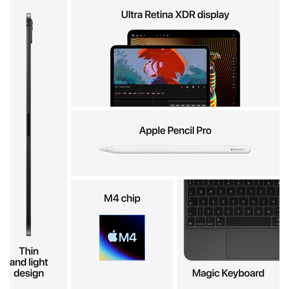 Tableta APPLE iPad Pro 13" (M4), 2TB, 16GB RAM, Cellular, Silver