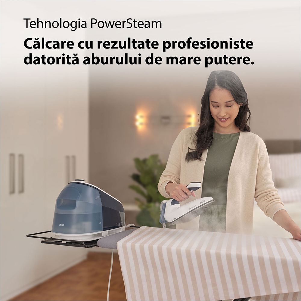 Statie de calcat BRAUN CareStyle 5 IS5245BL, 2400W, 480g/min, 2l, talpa Eloxal Plus, albastru-alb