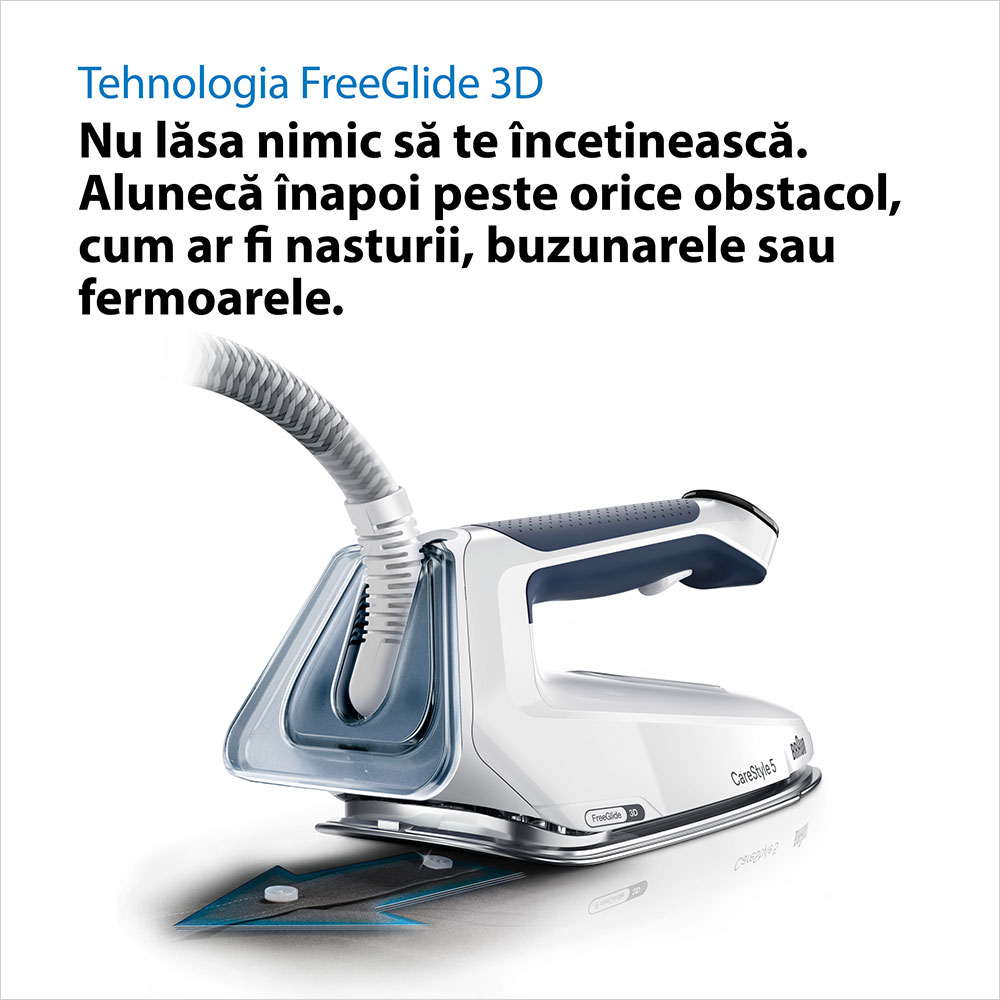 Statie de calcat BRAUN CareStyle 5 IS5245BL, 2400W, 480g/min, 2l, talpa Eloxal Plus, albastru-alb