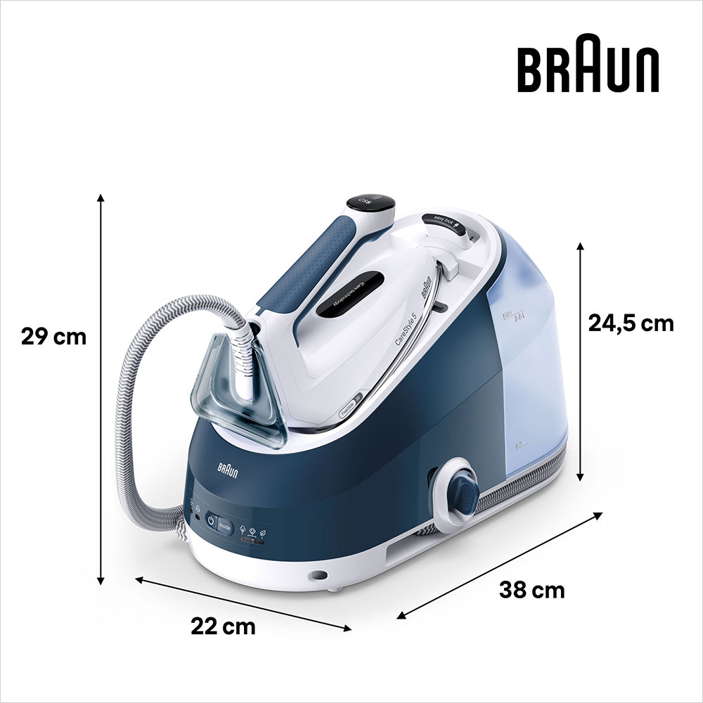 Statie de calcat BRAUN CareStyle 5 IS5245BL, 2400W, 480g/min, 2l, talpa Eloxal Plus, albastru-alb