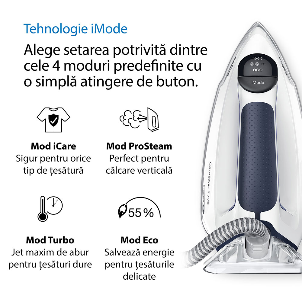 Statie de calcat BRAUN CareStyle 7 Pro IS7282BL, 2700W, 600g/min, 2l, talpa Eloxal Plus, albastru inchis-alb