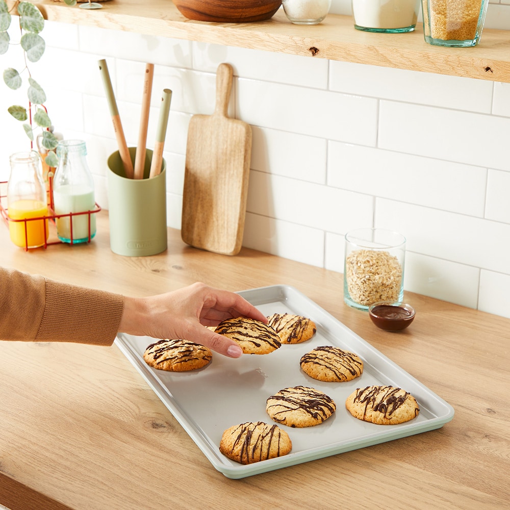 Tava de copt TEFAL Ceramik J1756104, 39x26cm, otel, verde