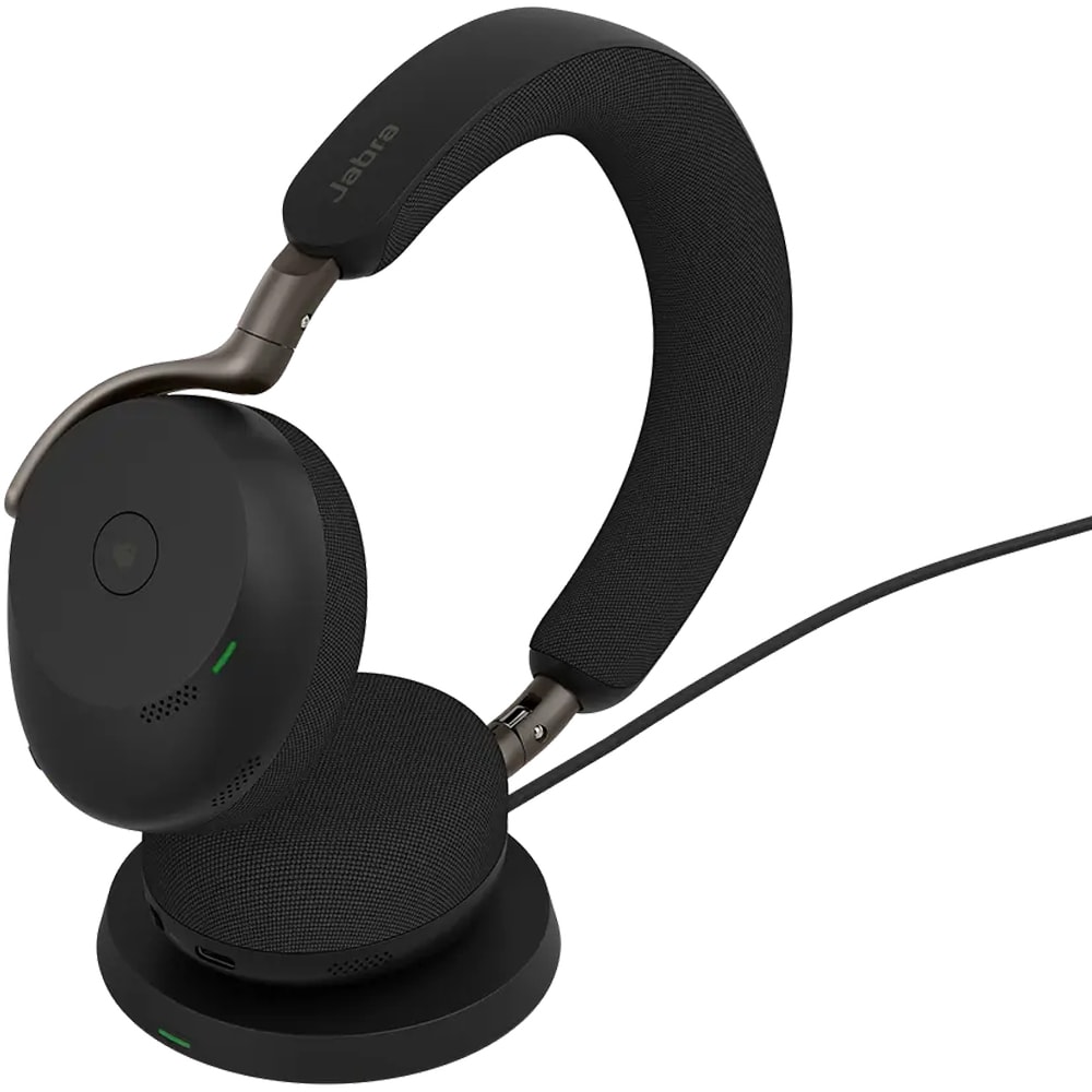 Casti Wireless teleconferinta JABRA Evolve3 75, Link 390A, Stereo, Noise Cancelling, Bluetooth, USB-C, negru