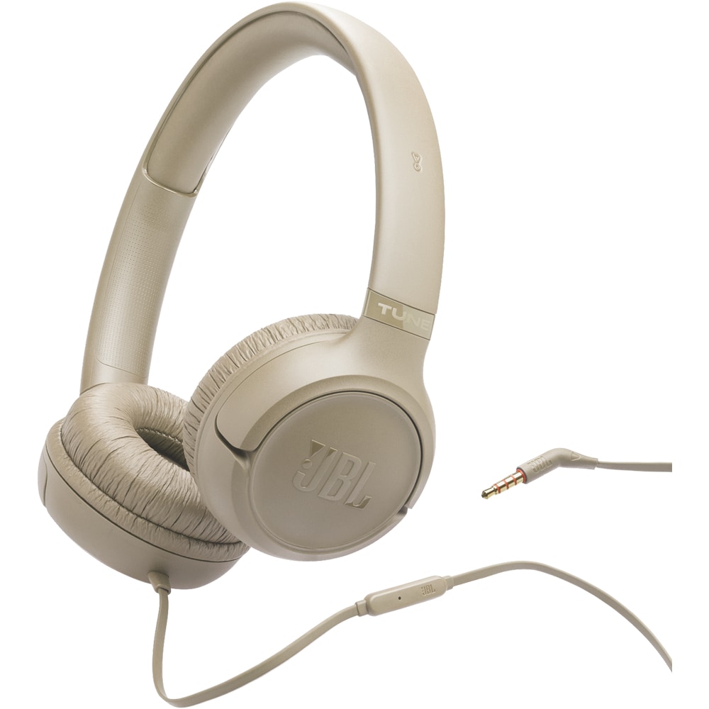 Casti JBL Tune 530, Cu fir, On-ear, Microfon, Jack 3.5mm, bej