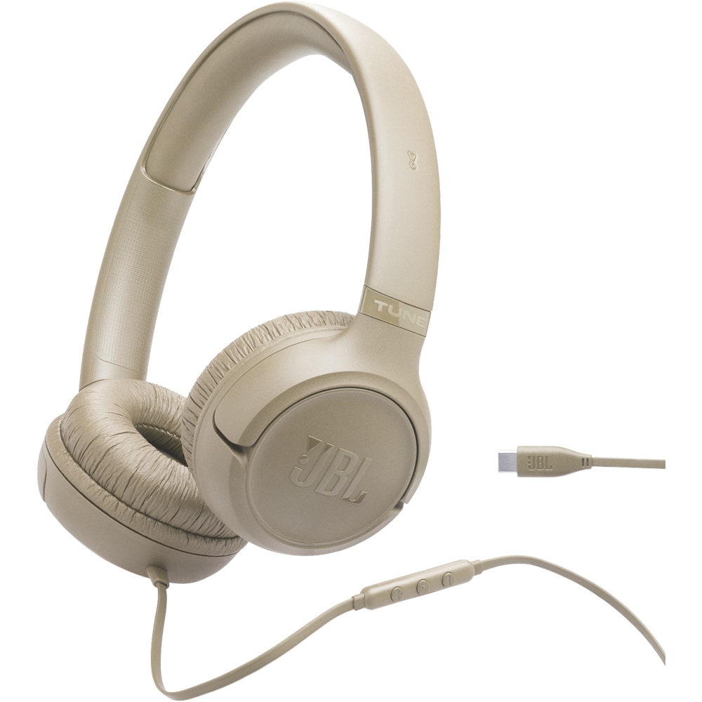 Casti JBL Tune 530C, Cu fir, On-ear, Microfon, USB-C, bej