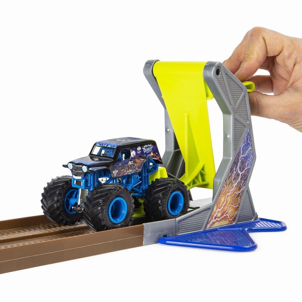 Set masinuta MONSTER JAM Champ Ramp Freestyle - Sonuva Digger 037005176, 3 ani+, albastru-galben