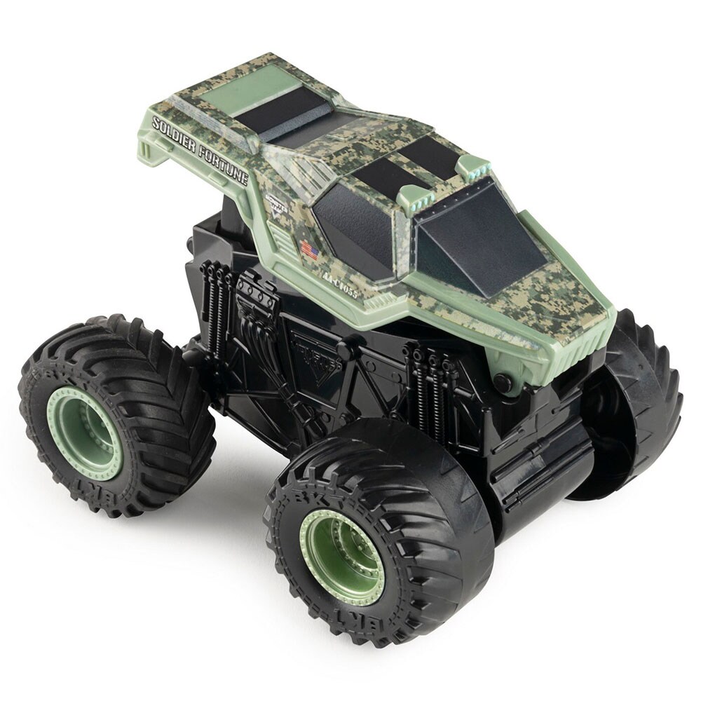 Masinuta MONSTER JAM Click Flip - Soldier Fortune 037029479, 3 ani+, verde-negru