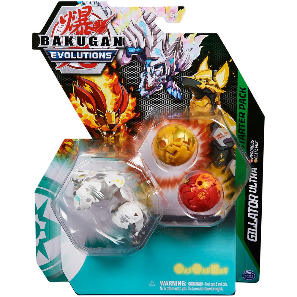 Set 3 figurine BAKUGAN S4 Gillator Ultra, Hydorous si Blitz Fox 037030864, 6 ani+, multicolor