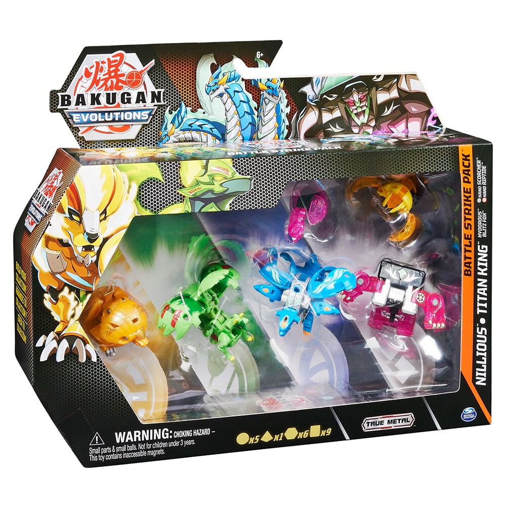 Set 4 figurine BAKUGAN S4 Nillious, Titan King, Hydorous, Blitz Fox 037031649, 6 ani+, multicolor