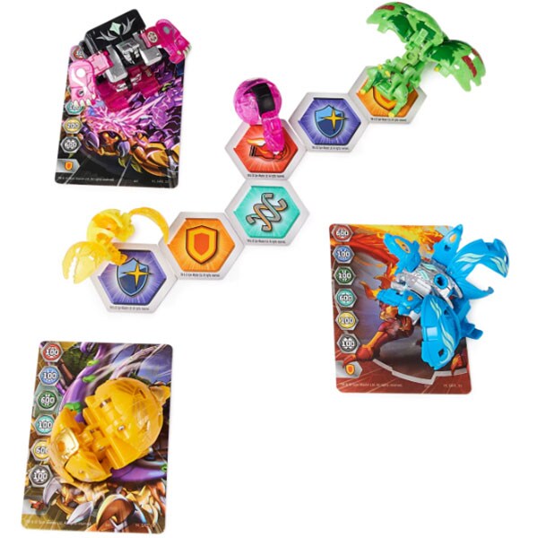 Set 4 figurine BAKUGAN S4 Nillious, Titan King, Hydorous, Blitz Fox 037031649, 6 ani+, multicolor