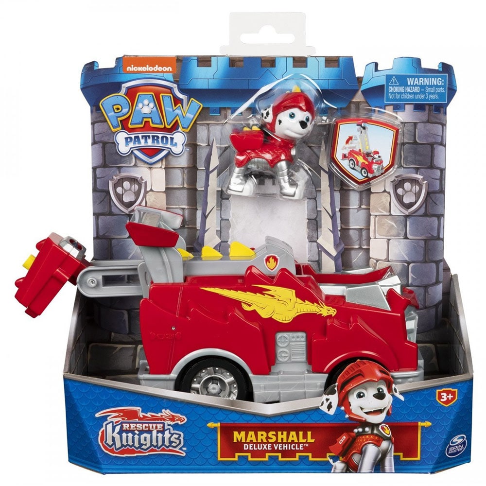 Set masina PAW PATROL Figurina Marshall - Cavalerului Salvator 037031892, 3 ani+, rosu-gri