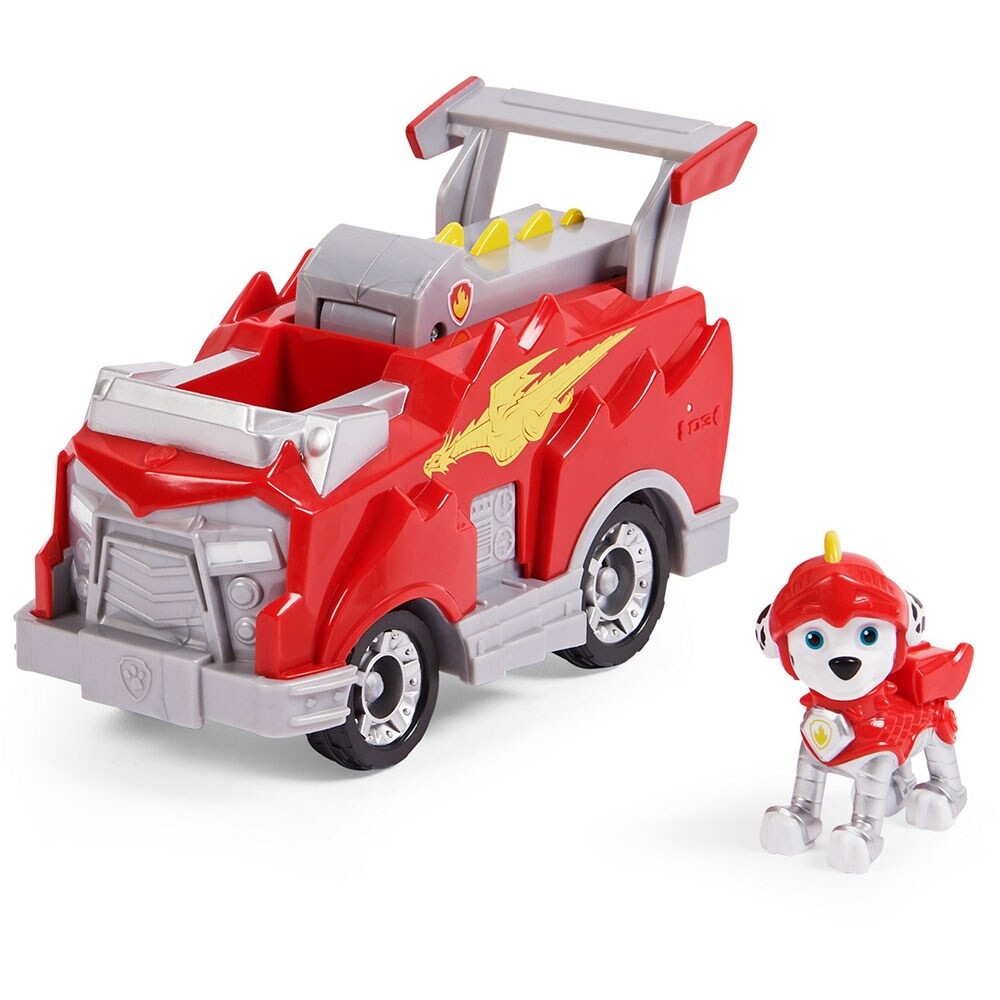 Set masina PAW PATROL Figurina Marshall - Cavalerului Salvator 037031892, 3 ani+, rosu-gri