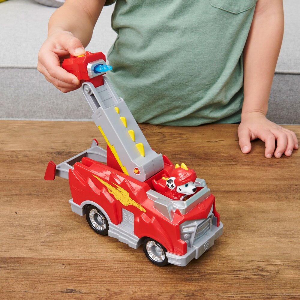 Set masina PAW PATROL Figurina Marshall - Cavalerului Salvator 037031892, 3 ani+, rosu-gri