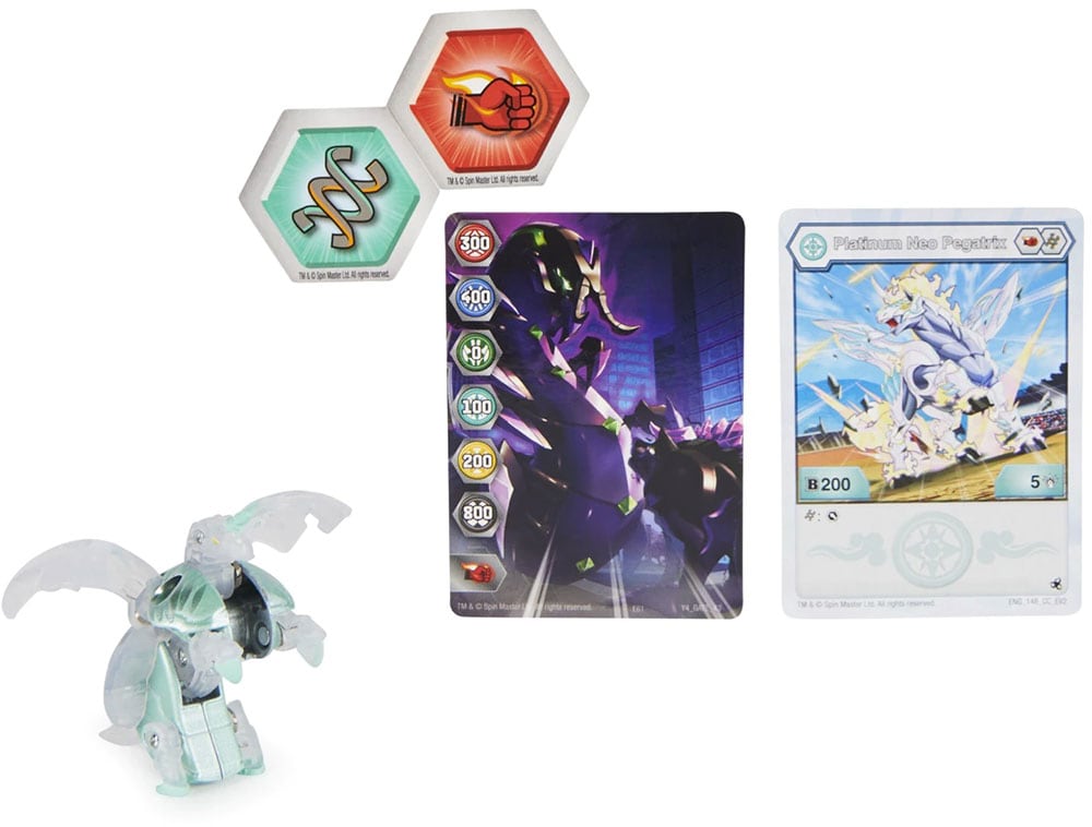 Figurina BAKUGAN Evolutions Platinum Series - Neo Pegatrix 037033551, 6 ani+, alb-verde deschis