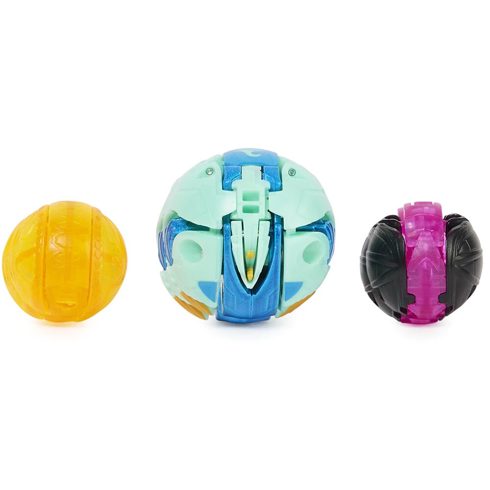 Set figurine BAKUGAN Evolutions - Platinum Powerup Dragonoid Nano Sledge si Nano Lancer 037033827, 6 ani+, multicolor