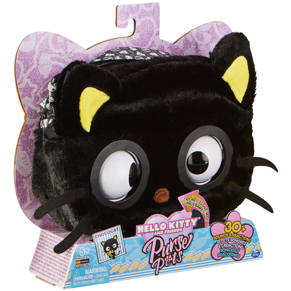 Jucarie interactiva SPINMASTER Purse Pets Bag Trendy Treats - Hello Kitty si prietenii Chococat 6065147, 5 ani+, multicolor