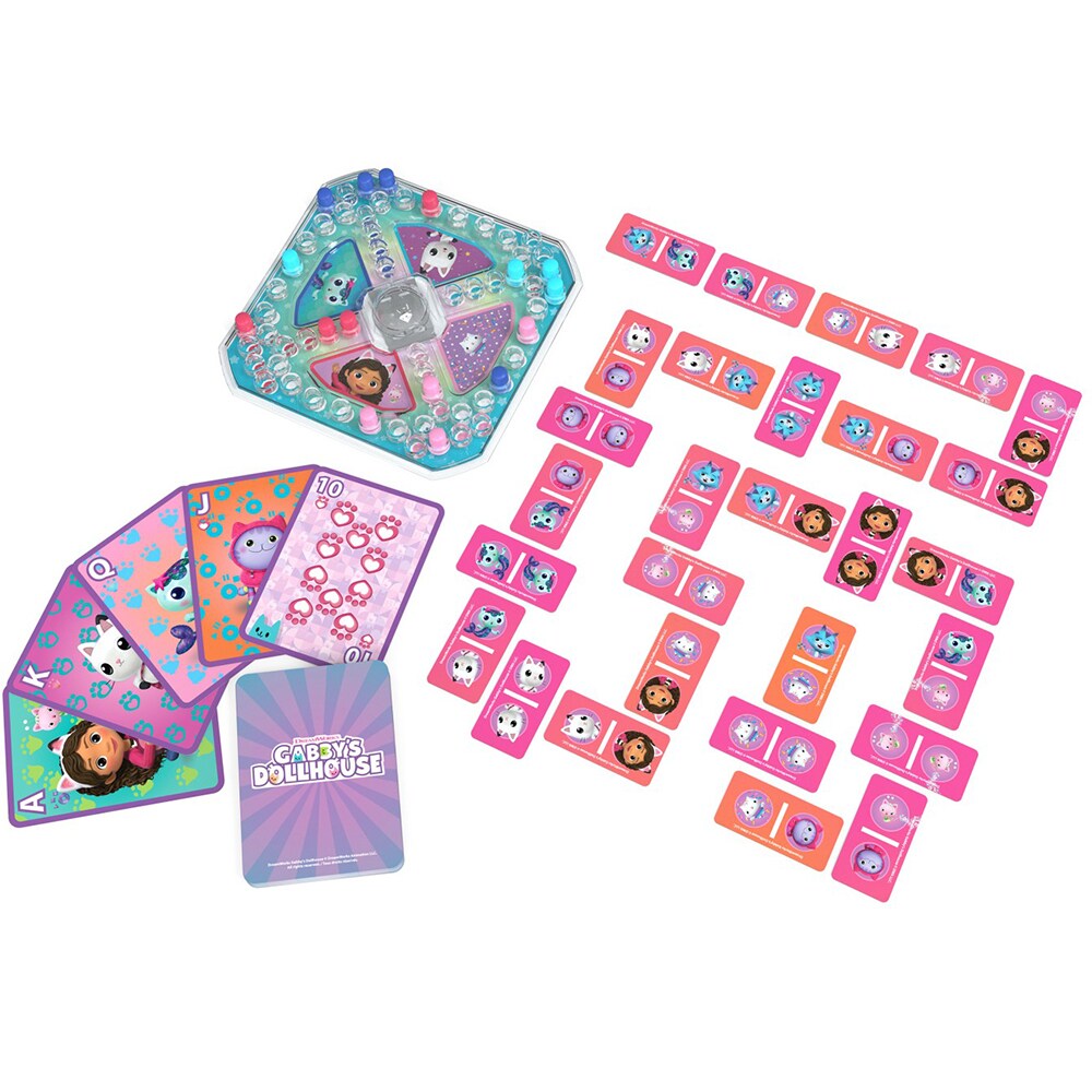 Joc de societate GABBY'S DOLLHOUSE 3in1 6066779, 4 ani+, 2-4 jucatori