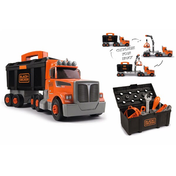 Set BLACK&DECKER Masinuta cu trusa de scule BD1753, 3 ani+, portocaliu-negru