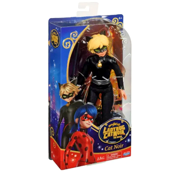 Papusa MIRACULOUS Cat Noir MLB50015O, 30cm, 4 ani+, negru