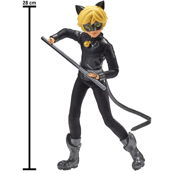 Papusa MIRACULOUS Cat Noir MLB50015O, 30cm, 4 ani+, negru
