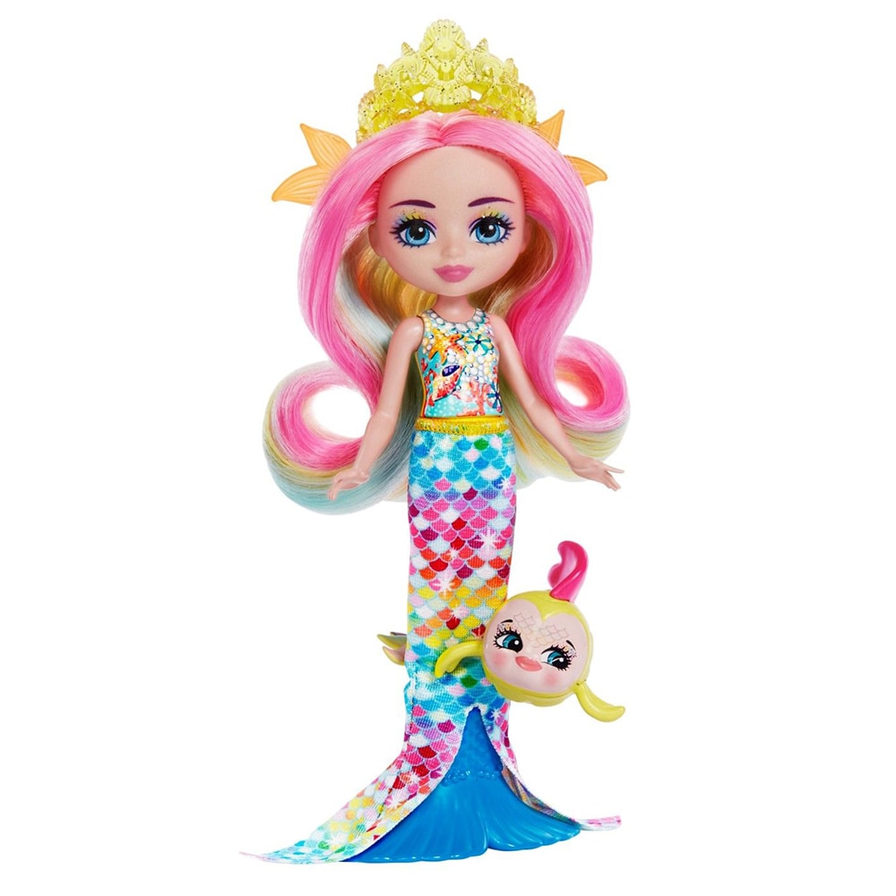 Papusa ENCHANTIMALS Royal - Radia Rainbow Fish si Flo MTHCF68, 4 ani+, multicolor