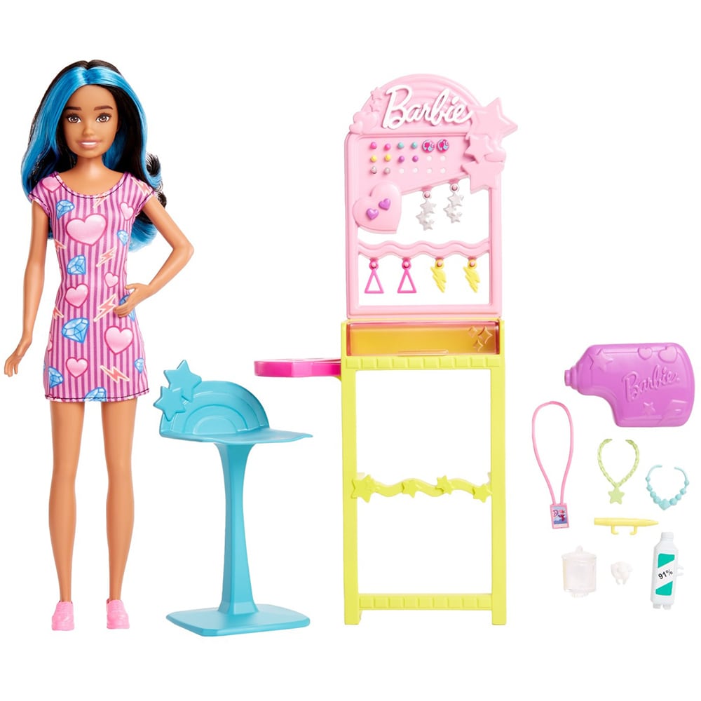 Papusa BARBIE Skipper - First Jobs Ear Piercer MTHKD78, 3 ani+, multicolor