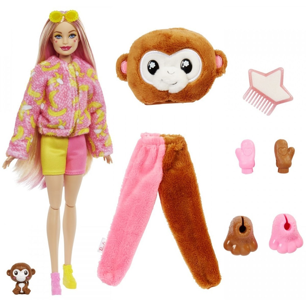 Papusa BARBIE Cutie Reveal - Maimutica MTHKR01, 3 ani+, multicolor