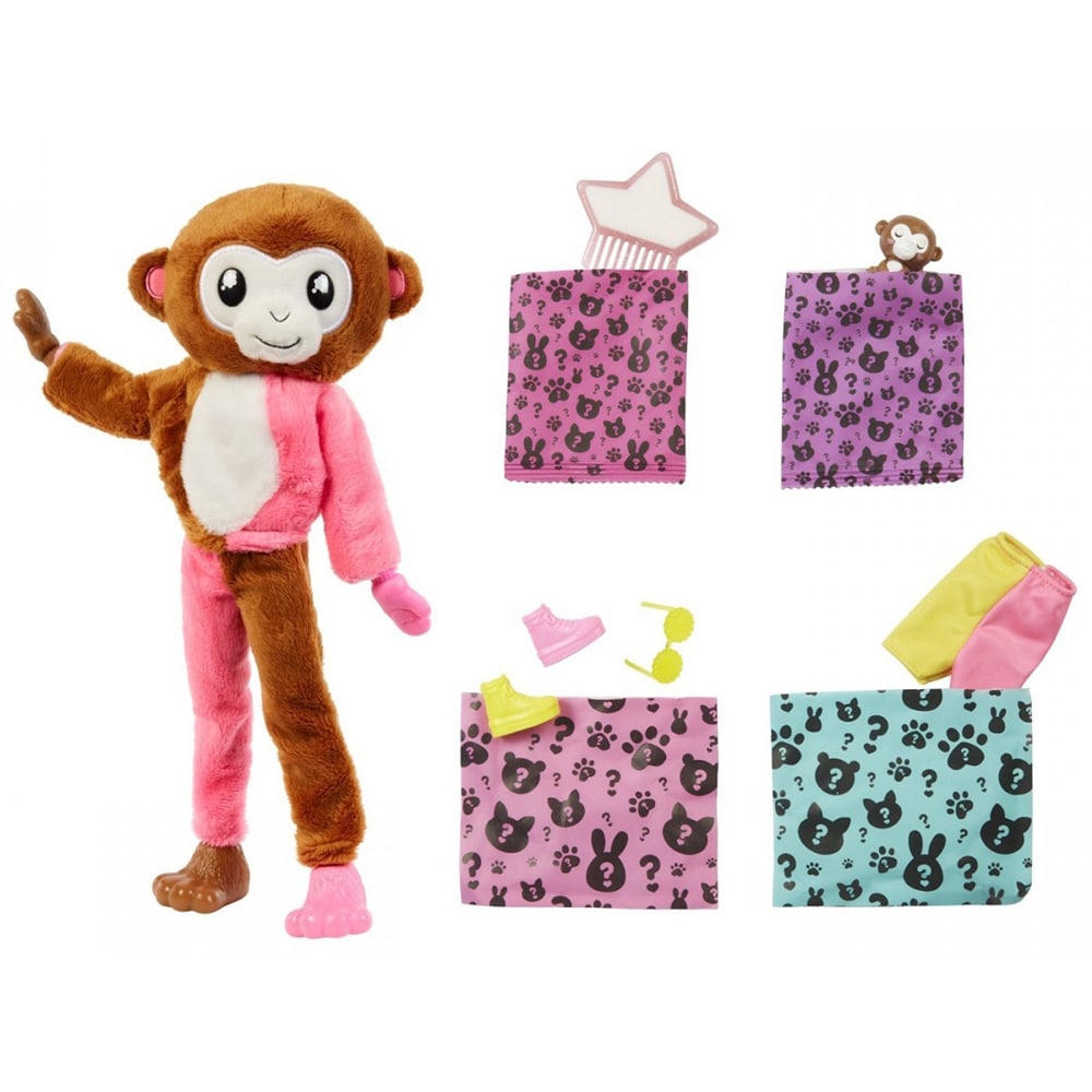 Papusa BARBIE Cutie Reveal - Maimutica MTHKR01, 3 ani+, multicolor