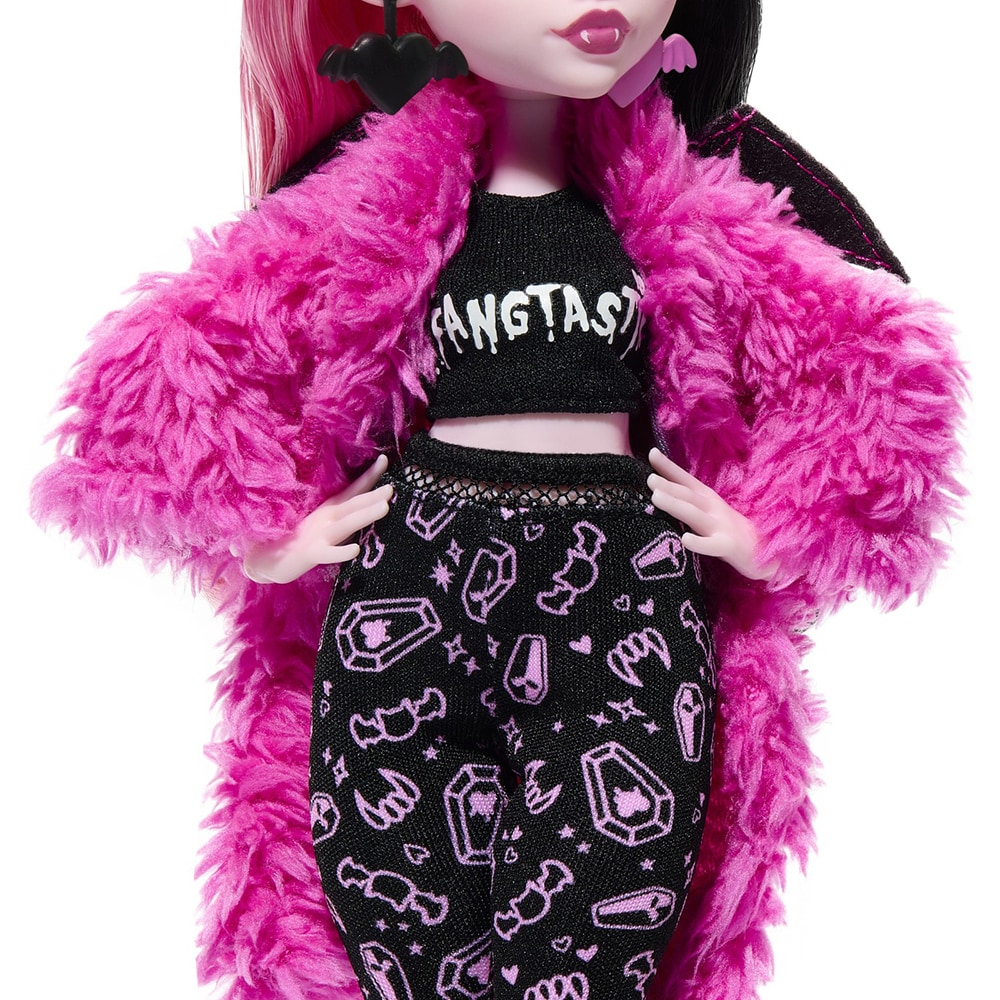 Papusa MONSTER HIGH Creepover Party - Draculaura MTHKY66, 4 ani+, negru-roz