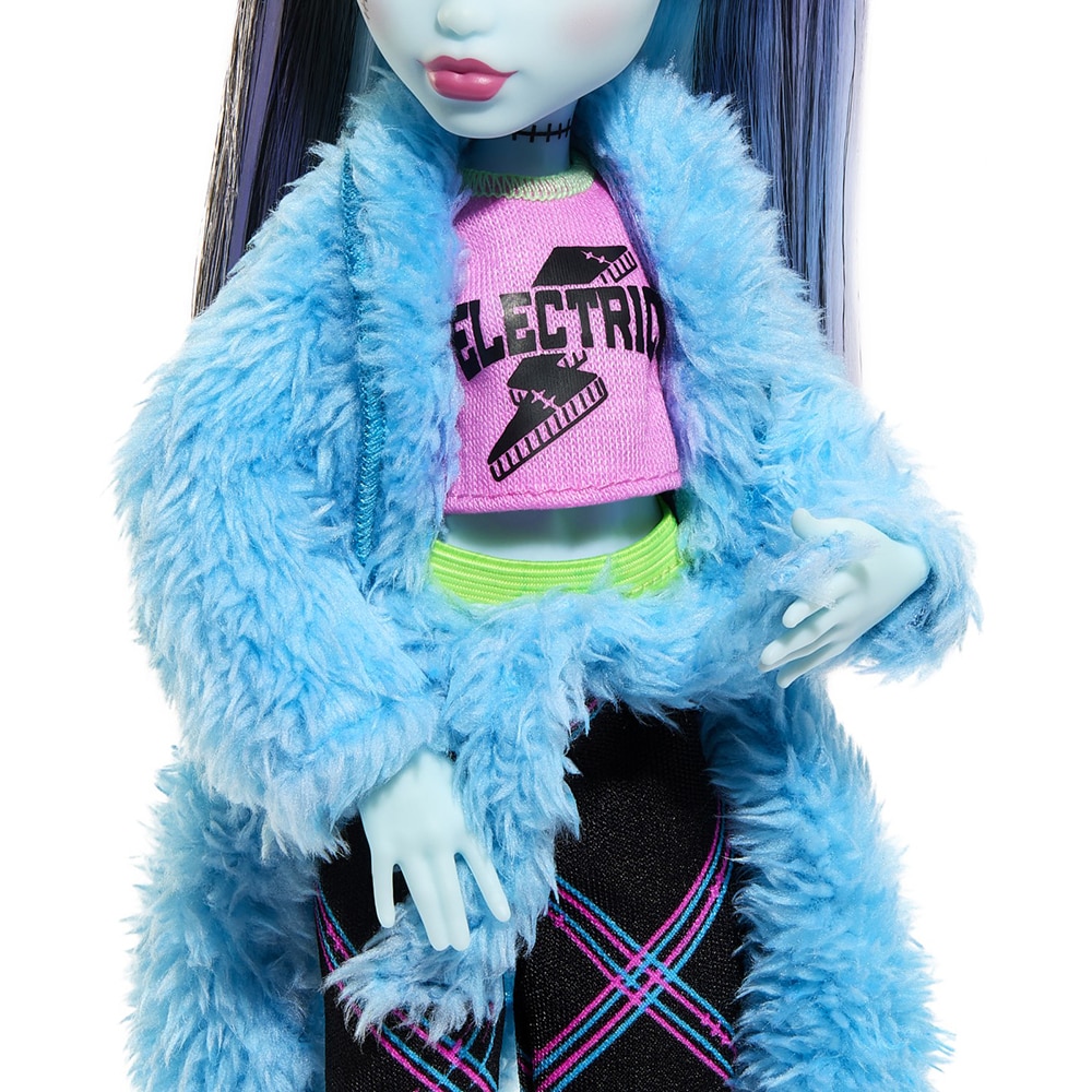 Papusa MONSTER HIGH Creepover Party - Frankie MTHKY68, 4 ani+, negru-bleu