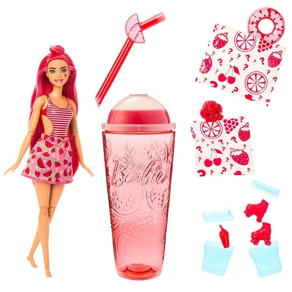 Set papusa BARBIE Pop Reveal Watermelon MTHNW43, 3 ani+, rosu-roz
