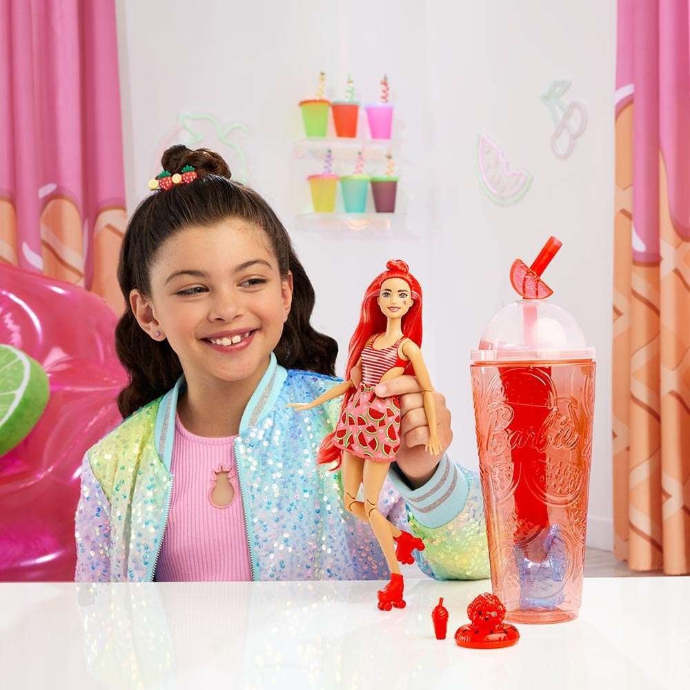 Set papusa BARBIE Pop Reveal Watermelon MTHNW43, 3 ani+, rosu-roz