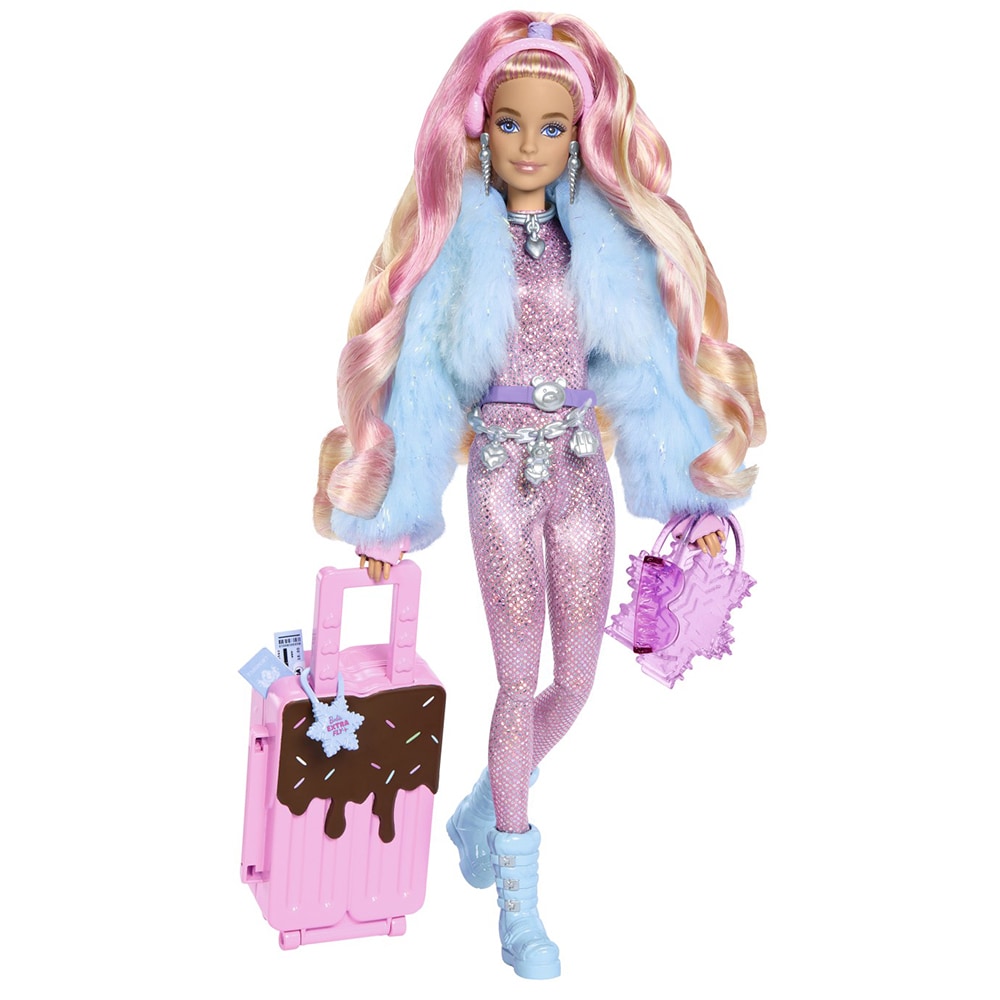 Set papusa BARBIE Extra Fly - La munte MTHPB16, 3 ani+, roz-bleu