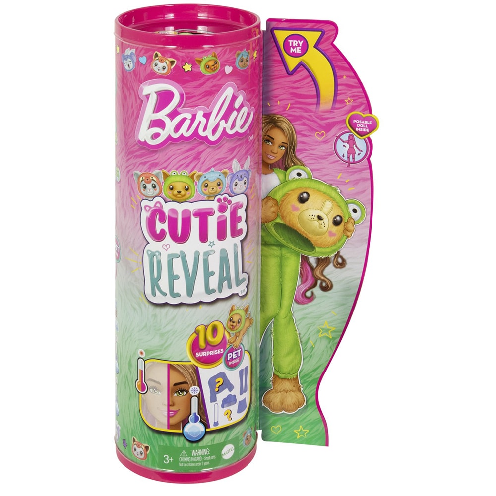 Papusa BARBIE Cutie Reveal - Catel Broscuta MTHRK24, 3 ani+, verde-roz