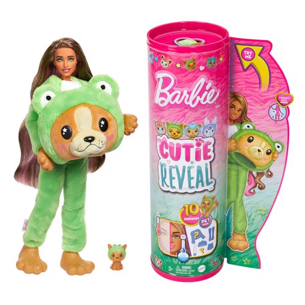 Papusa BARBIE Cutie Reveal - Catel Broscuta MTHRK24, 3 ani+, verde-roz