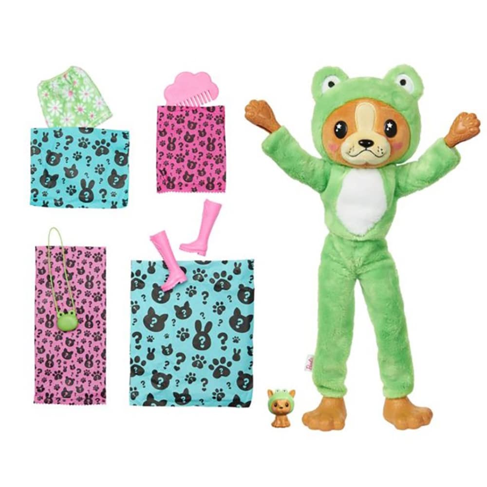 Papusa BARBIE Cutie Reveal - Catel Broscuta MTHRK24, 3 ani+, verde-roz